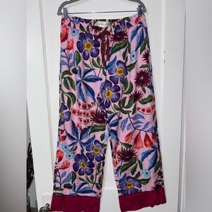 Anthropologie Floral Pajama Pants - Pink and Purple